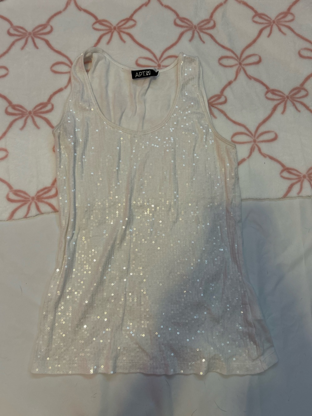 Apt. 9 White Sequin Tank Top
